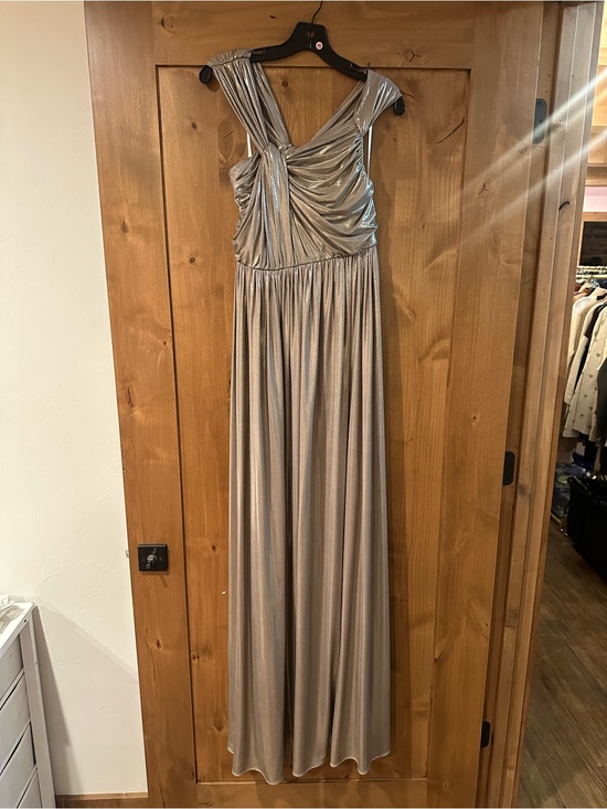 Halston Heritage Dresses & Skirts - Halston Heritage Sleek Metallic Draped Maxi Gown